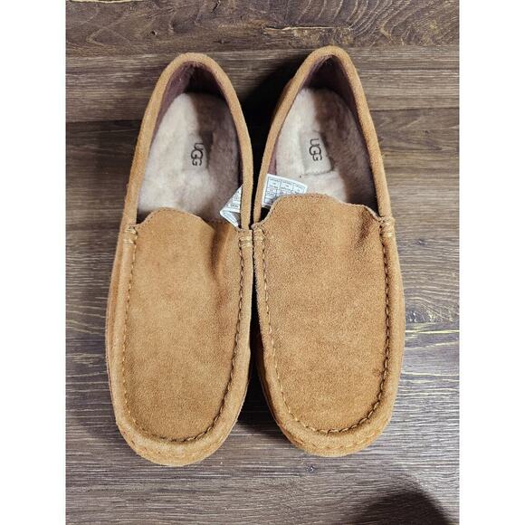 Ugg Mens Slippers Size 10 Alder Moccasin Slip On Sheepskin Chestnut 1003419 main image 5